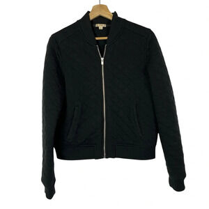 Gap Black Quilted Cotton Full Zip Bomber Jacket M
